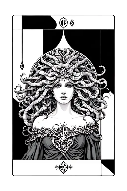 Medusa Inside Of High Priestess Tarot
