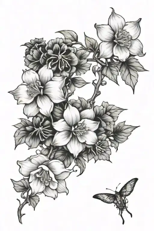 January And March Birth Flowers On A Vine For The Spine