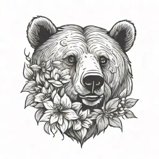 Bear Face With Flowers