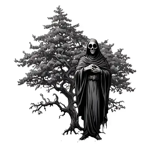 Grim Reaper Standing Infront Of Poison Tree