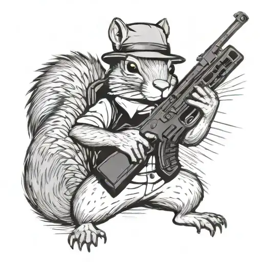 Gangster Squirrel Holding A Gun