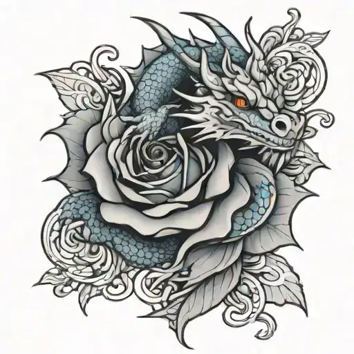 Blue Dragon Rose Surrounded