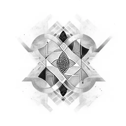 Abstract Geometric Design Inspired By Viking Symbols And The Number 23