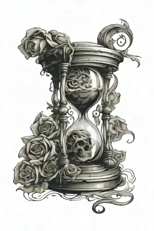 Memento Mori Hourglass Filled With Swirling