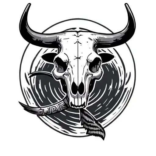 Navy Ship And Bull Skull