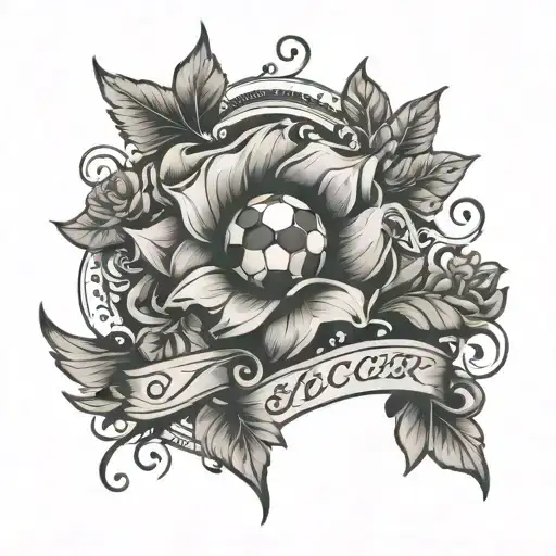 Flowers And Tribal Tattoo With A Meaningful Soccer Quote Under It