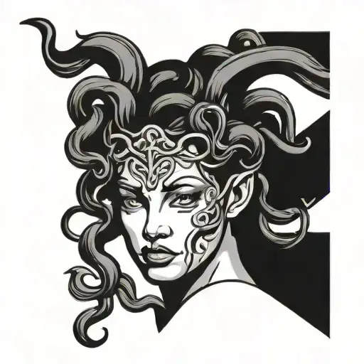 Sketch Work Style Medusa Head