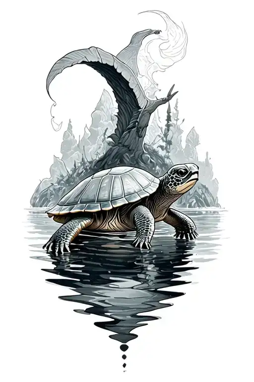 Discworld Sleave With Turtle Swimming Gracefully