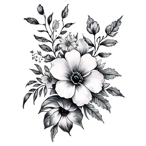 Spine Tattoo With November August February April June And May Birth Flowers