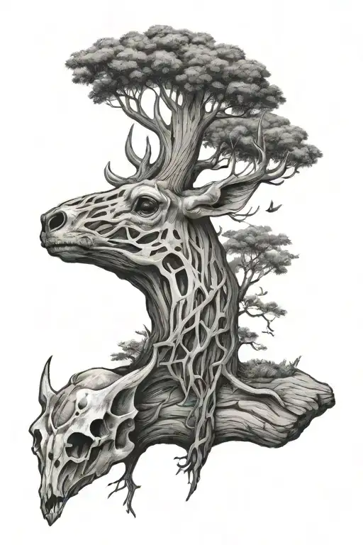 Australian Gum Tree And Deer Skull