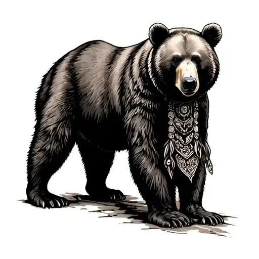 Mama Bear Standing Side Profile Traditional Lady