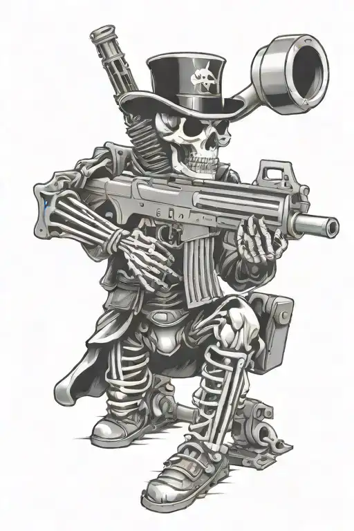 Skeleton Holding A 240B Machine Gun