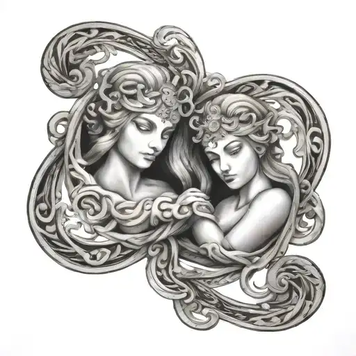 Virgo Ares Zodiac Symbol Intertwined