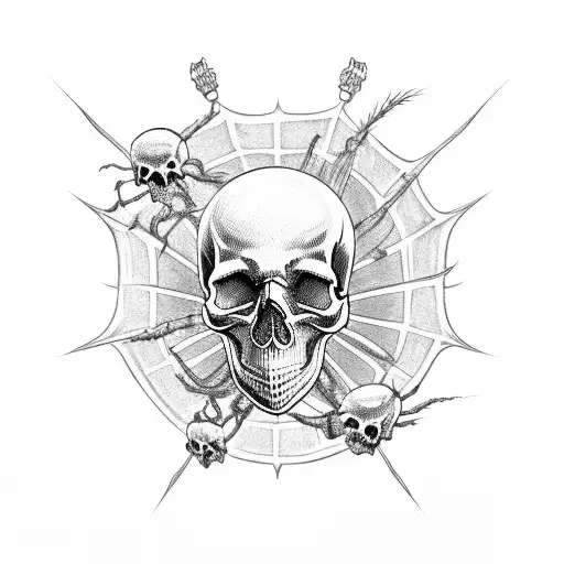 Skull King With Spiders And American Flag In Background