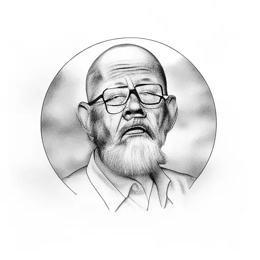 Tribute Portrait Of My Dad With A Classic Car In The Background