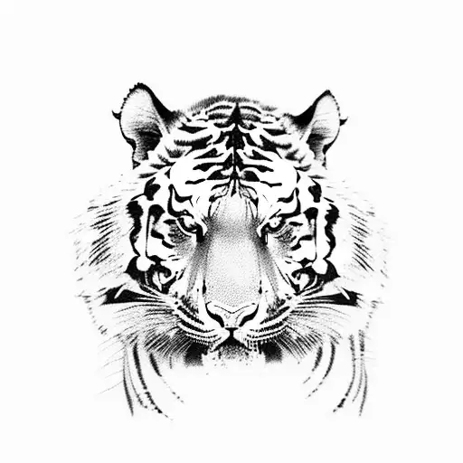 Fullbody Tiger Realistic On The Right Side Of The Back