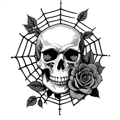 Skull Roses Spider Web
