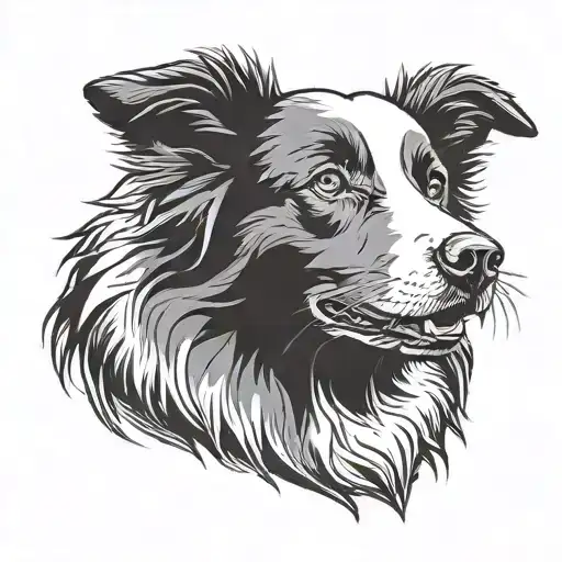 Border Collie Head Silhouette Portrait