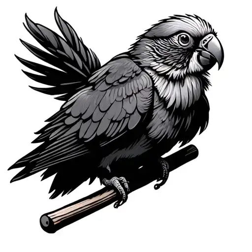 Parrakeet Perched On A Drumstick