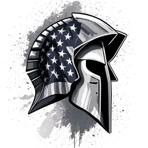 American Flag Spartan Helmet With Filled Background