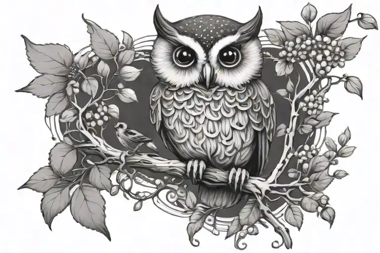 Baby Owl Hawthorn Vine Tree