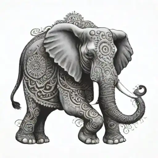 Elephant Realism With Mandala