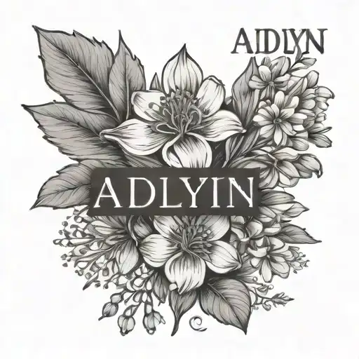 July Birth Flower Simple With Name Adalyn Written