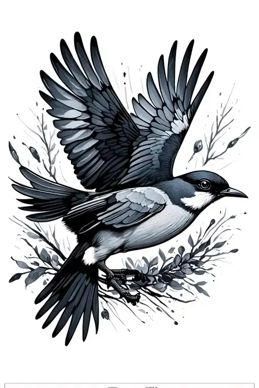 Hand Print Bird Flying Away