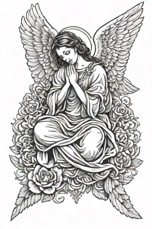 Angel Praying With Dove Under