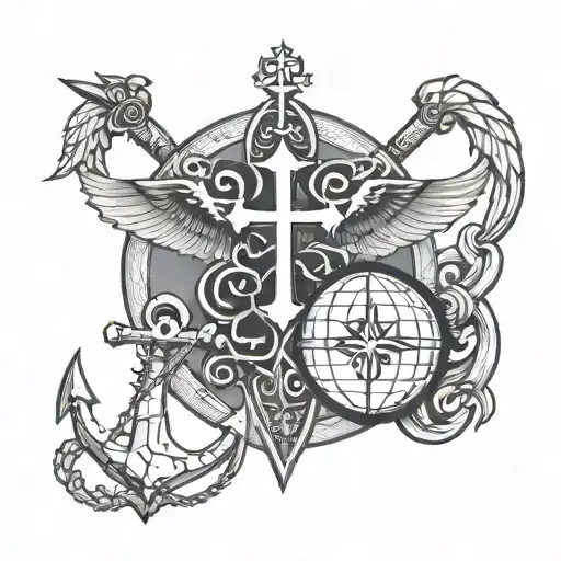 Templar Cross With Eagle Globe And Anchor