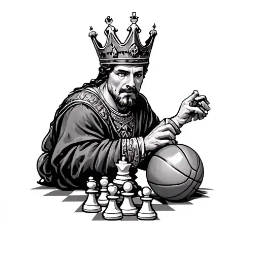 Chess King Playing Basketball