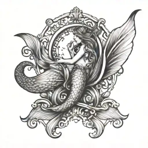 Mermaid Tail With Gemini Symbol