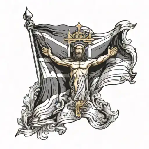 Dominican Republic Flag W Jesus Christ