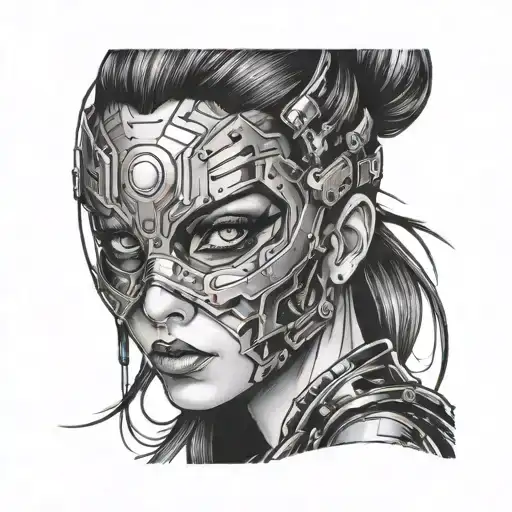 Woman Eyes Masked Cyberpunk Style