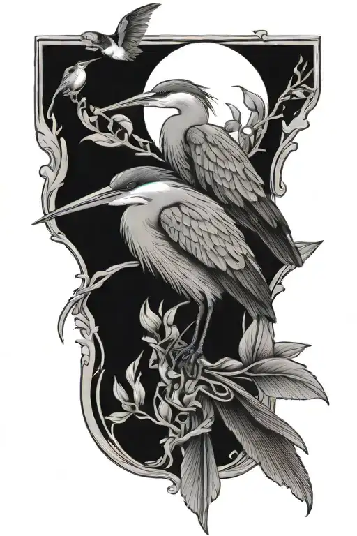 Heron And Hummingbird Watching