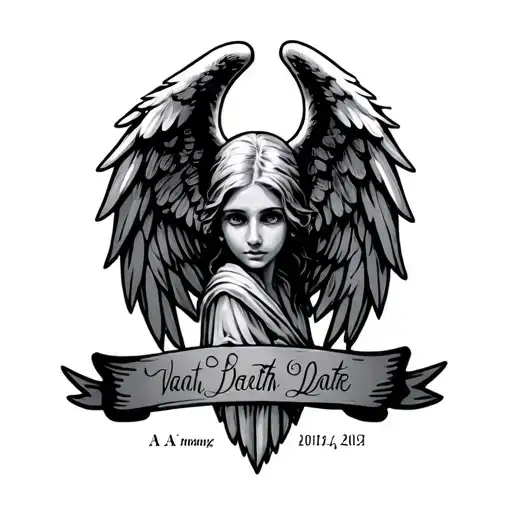 Name And Birthdate And Death Date Angel Wings Small Wrist Tattooo