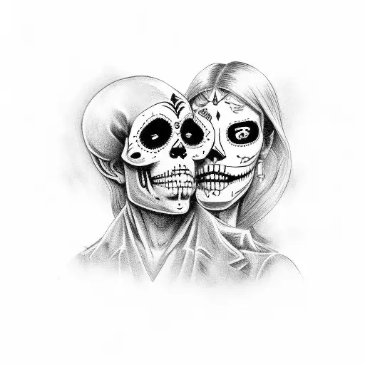Day Of Dead Man And Wife In Black And White