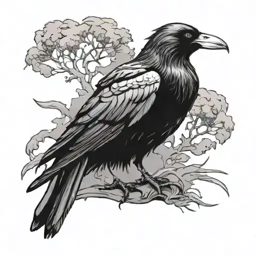 Raven And A Duck Standing