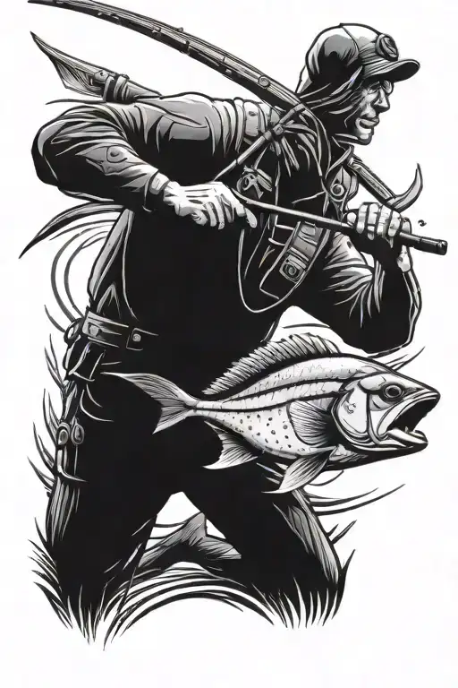 Spearfisherman About To Shoot A Fish