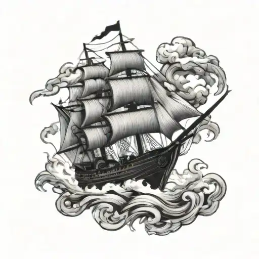 Clipper Ship Kraken Rising Phoenix From Fire