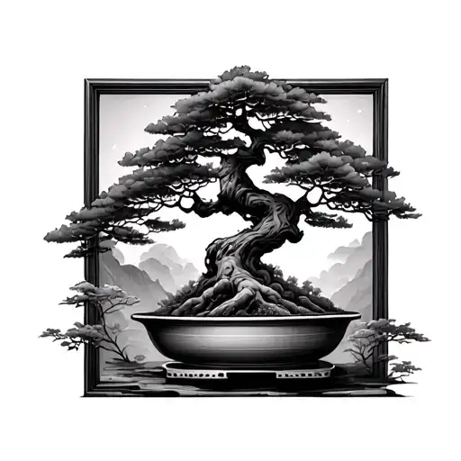 Bonsai Tree Inside Square On Arm