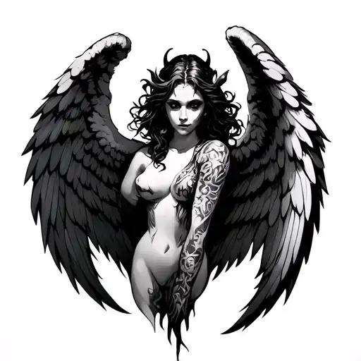 Angel & Demon With Wings