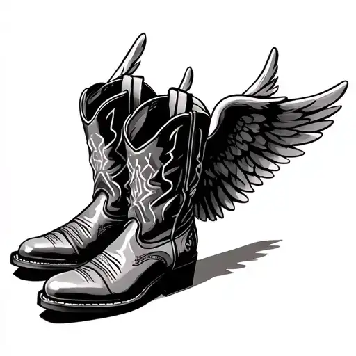 Cowboy Boots Angel Wings Barbed Wire