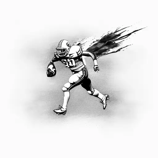 Create A Dynamic Tattoo Featuring A Football Player Sprinting On A Track