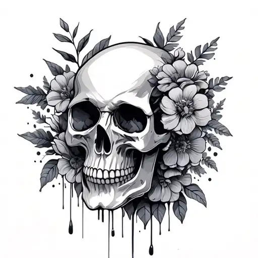 A Skull Aside With Flowers That Pour