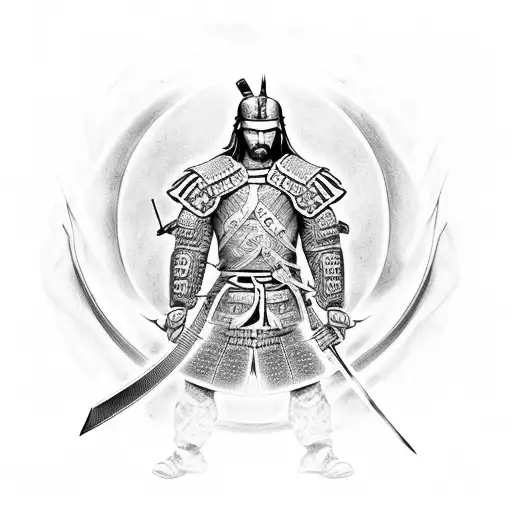 Design A Samurai Warrior Wielding A Sword Made Of Binary Code