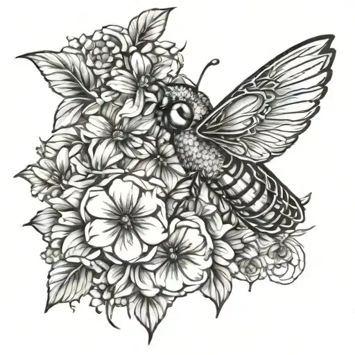 Birds Flowers Bees Fine Line