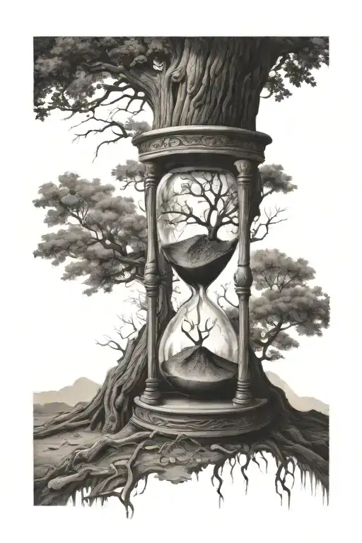 Hour Glass Inside The Trunk Of The Tree Of Life Frozen In Time