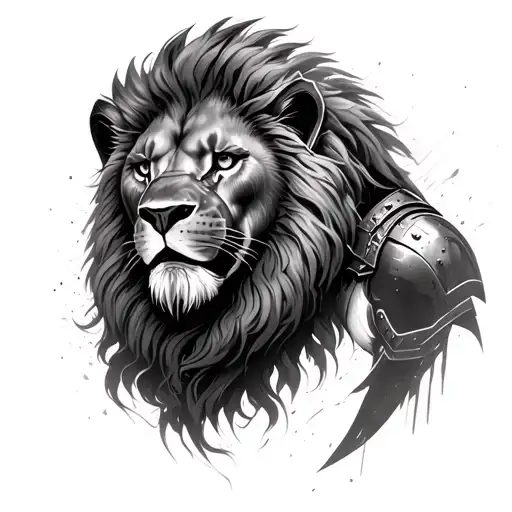 Lion With Spartan Soldier Blended Into It