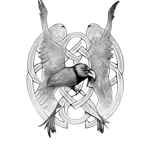Celtic Knot Of Three Ravens